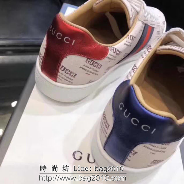 GUCCI古馳 2017最火爆 潮流 牛皮小白鞋 情侶款 QZS2038